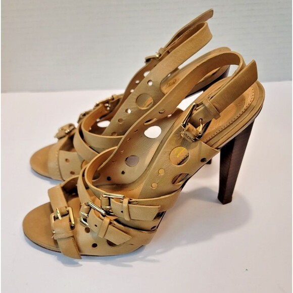 L.A.M.B. Tan High Heel Leather Strappy Sandals by Gwen Stefani sz 5.5 - Picture 3 of 14